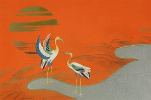 Aves ao pôr do sol no lago